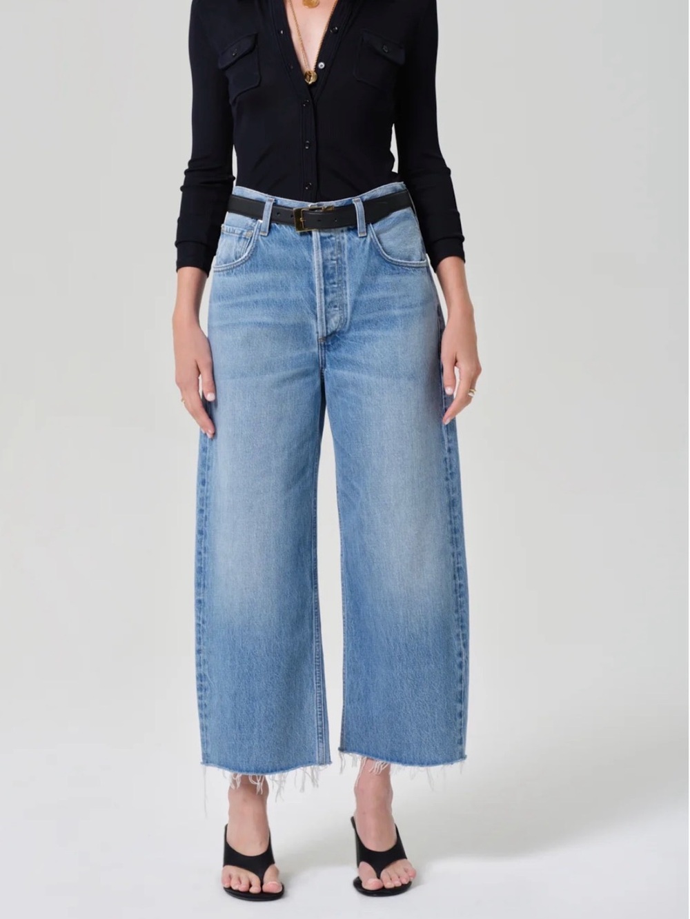 Citizens Of Humanity Ayla Light Blue Cropped Wide-Leg Jeans